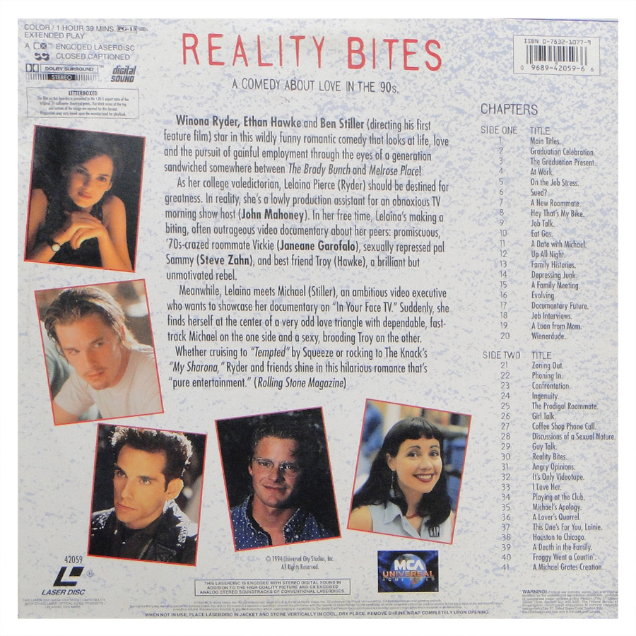 LD Film Reality Bites - Caindo na Real Laser Disc - Vinil