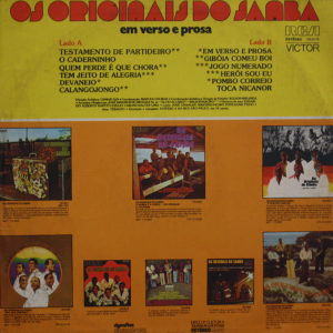 Os Originais Do Samba - Em Verso E Prosa º - Imagem 2
