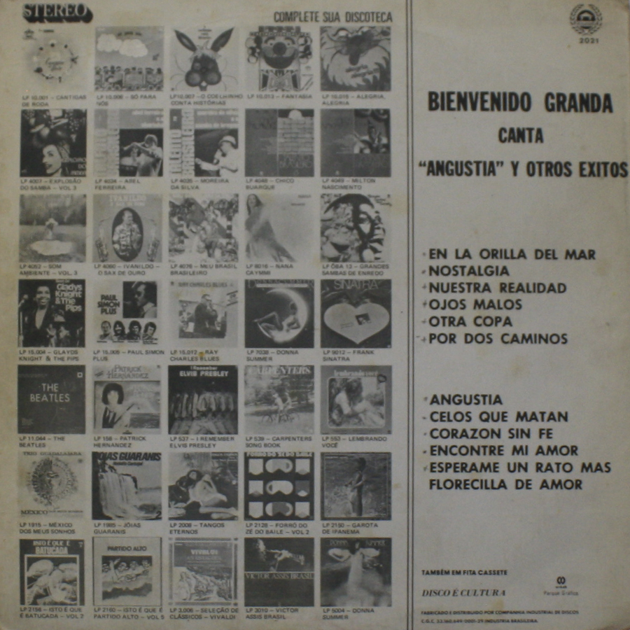 Disco Vinil-bienvenido Granda-canta Angústia-(impecável)